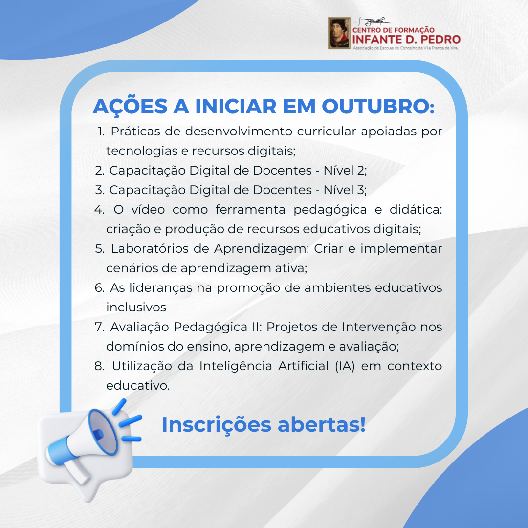 Ações a iniciar em outubro.24