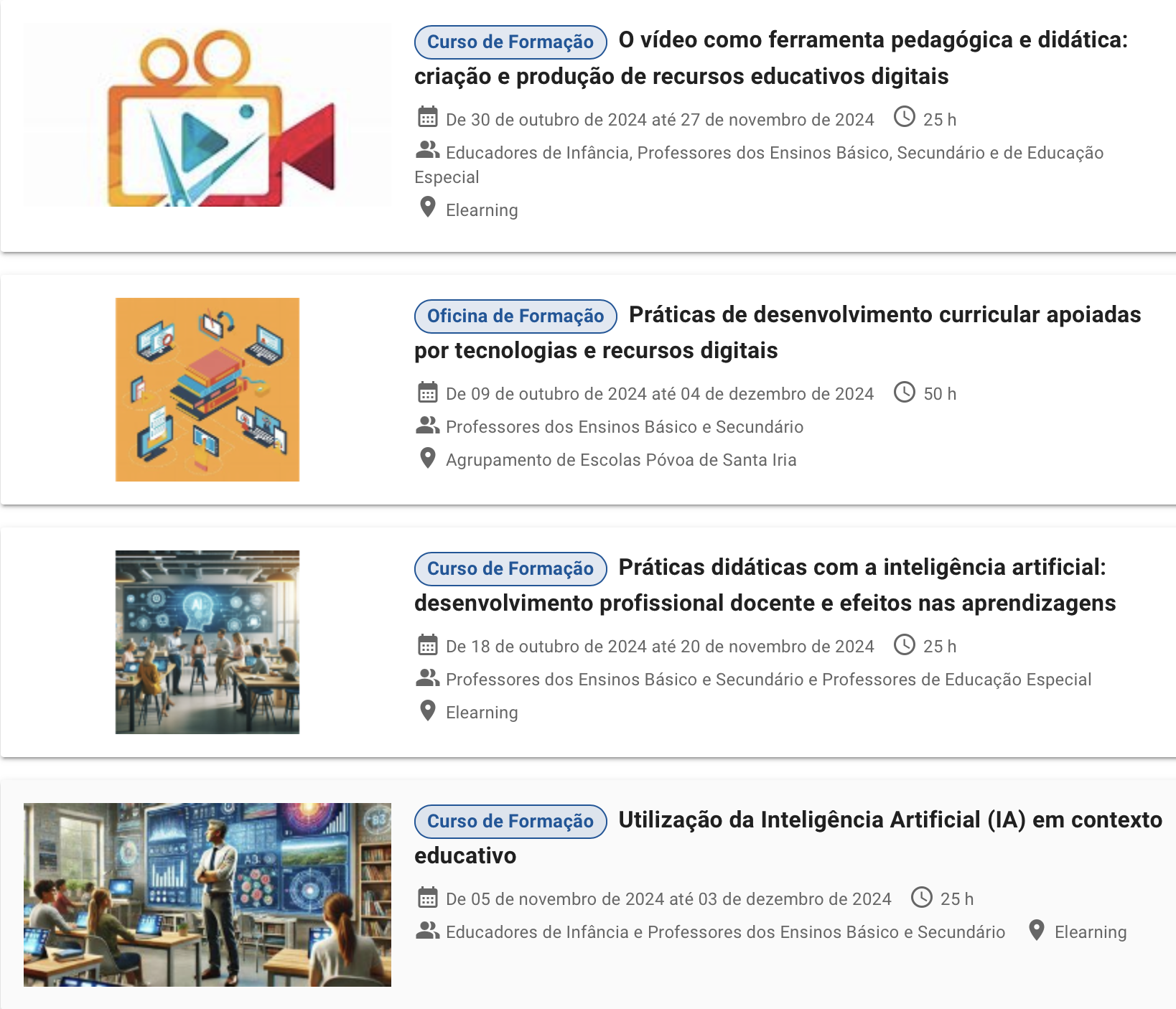 Ações com inscrições abertas